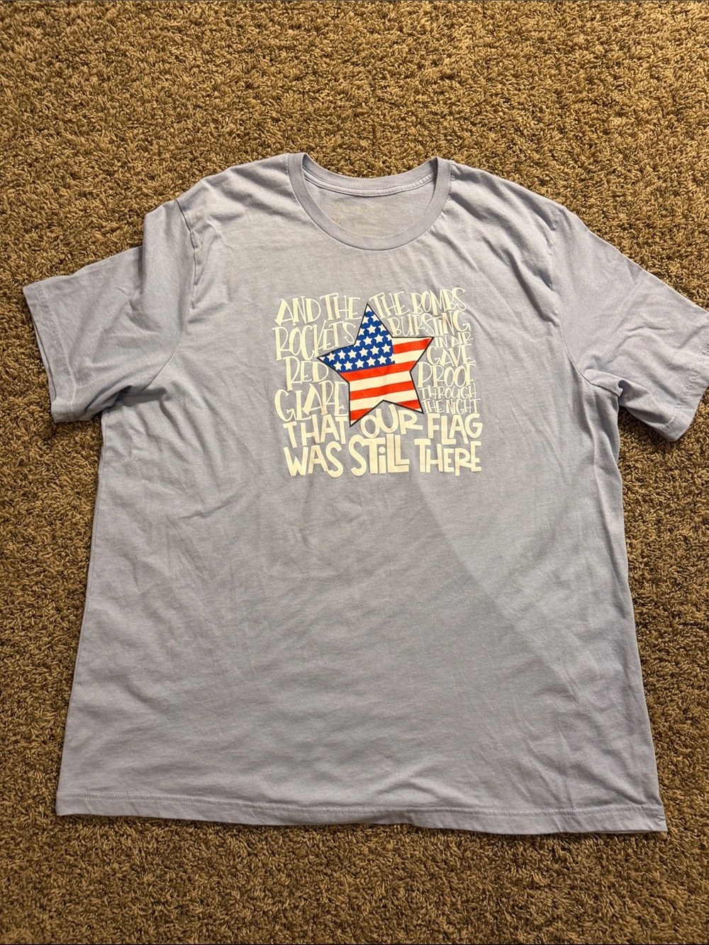 Light Blue Short Sleeve Tee with American Star Graphic